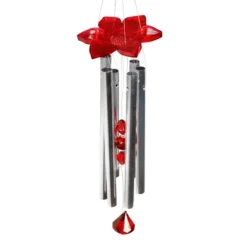 9.25" Plastic And Metal Solar Cardinal Fluttering Wings Wind Chime Red - Exhart -Garden Promotional Store GUEST 65dd9f9e 0da8 4e72 8838 d55861f8dcbc