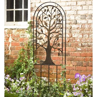 Plow & Hearth - Arched Metal Garden Trellis With Symbolic Tree Of Life Design, Weather-Resistant, Antique Copper 4 Plow & Hearth - Arched Metal Garden Trellis With Symbolic Tree Of Life Design, Weather-Resistant, Antique Copper - Image 2