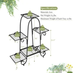 Costway 6 Tier Flower Pot Holder Metal Vertical Shelves Corner Plants Display Rack
