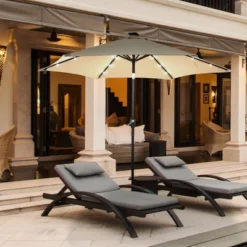 Costway 9' Solar LED Lighted Patio Market Umbrella Tilt Adjustment Crank Lift -Garden Promotional Store GUEST 67607bcf d3dc 4851 ab63 afb99f7c43bb