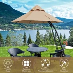 Costway 11FT Outdoor Cantilever Offset Hanging Umbrella W/ Base Wheel -Garden Promotional Store GUEST 67d458b9 f904 4777 86fe 6de8ddc6af15