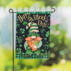Evergreen Lucky Gnome Garden Suede Flag 12.5 X 18 Inches Indoor Outdoor Decor