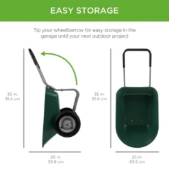 Best Choice Products Dual-Wheel Home Wheelbarrow Yard Garden Cart For Lawn, Construction - Green -Garden Promotional Store GUEST 68cfa46e 3da4 46c2 8d96 fecf8525aab9