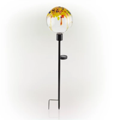 33" Rainbow Solar Glass Globe Garden Stake With LED Lights - Alpine Corporation 4 33" Rainbow Solar Glass Globe Garden Stake With LED Lights - Alpine Corporation - Image 2