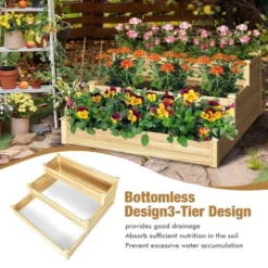 Costway 3-Tier Raised Garden Bed Wood Planter Kit For Flower Vegetable Herb 48x 48x 22in -Garden Promotional Store GUEST 69eca277 1e8e 418d 96a9 710812b7b783