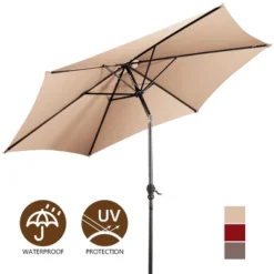 Costway 9FT Patio Umbrella Patio Market Steel Tilt W/ Crank Outdoor Yard Garden, White -Garden Promotional Store GUEST 6a344a02 1e20 45ba a9c8 2cf31c621332