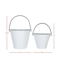 Set Of 2 Pail Wall Planters White Metal By Foreside Home & Garden -Garden Promotional Store GUEST 6be08924 6d58 4008 b99a 9b61923335a4