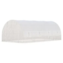 Outsunny Steel Frame Walk-In Tunnel Greenhouse, Large Garden Hot House Kit With 8 Roll-up Windows & Roll Up Door, White -Garden Promotional Store GUEST 6c45f5e5 dd58 4875 810b 6a6c7e00daab