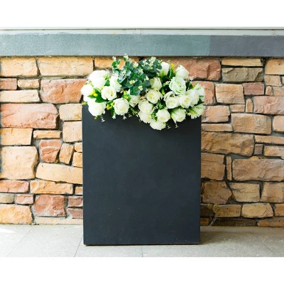Rosemead Home & Garden, Inc. 9" Wide Kante Lightweight Modern Rectangular Concrete Outdoor Planter Pot Charcoal 3 Rosemead Home & Garden, Inc. 9" Wide Kante Lightweight Modern Rectangular Concrete Outdoor Planter Pot Charcoal