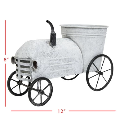 Tractor White Metal Planter - Foreside Home & Garden 7 Tractor White Metal Planter - Foreside Home & Garden - Image 5