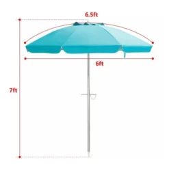 6.5' X 6.5' Portable Sunshade Beach Umbrellas With Tilt Aluminum Pole And Carrying Bag - Wellfor 30 6.5' X 6.5' Portable Sunshade Beach Umbrellas With Tilt Aluminum Pole And Carrying Bag - Wellfor -Garden Promotional Store GUEST 6d0023af 35a9 4156 ad2a 08e9688eb72f