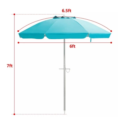 6.5' X 6.5' Portable Sunshade Beach Umbrellas With Tilt Aluminum Pole And Carrying Bag - Wellfor 15 6.5' X 6.5' Portable Sunshade Beach Umbrellas With Tilt Aluminum Pole And Carrying Bag - Wellfor - Image 13