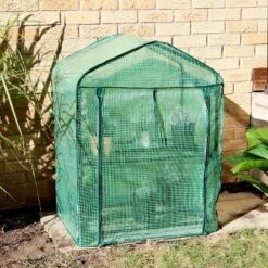 Sunnydaze Decor Sunnydaze Outdoor Portable Growing Rack 2-Tier Greenhouse With Roll-Up Door - 2 Shelves - Green -Garden Promotional Store GUEST 6d3f4672 5491 4e2a 8dca 15d5182a664a
