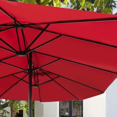 Tangkula 15 Ft Outdoor Patio Umbrella Double-Sided Shade Offset Wine Red 7 Tangkula 15 Ft Outdoor Patio Umbrella Double-Sided Shade Offset Wine Red - Image 5