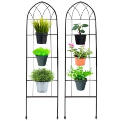 Sunnydaze Decor Sunnydaze 2-Piece Arched Climbing Plants Wall Trellis With Flower Pot Supports -Garden Promotional Store GUEST 6e7adb40 ff32 4a4f a2fd 7e5a48d5c8f4