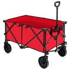 Costway Folding Collapsible Wagon Utility Camping Cart W/Wheels & Adjustable Handle RedGreyNavy -Garden Promotional Store GUEST 6f07a9ec 80a8 40ed a6a1 7b3d06e203d6