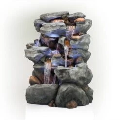 54" Resin 5-Tier Rock Fountain With LED Lights Dark Brown - Alpine Corporation 11 54" Resin 5-Tier Rock Fountain With LED Lights Dark Brown - Alpine Corporation -Garden Promotional Store GUEST 706c90ab 7dac 4e51 a839 487d9b2a5f1e