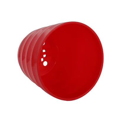 Unique Bargains Parterre Farm Home Plastic Round Design With Tray Flower Cactus Planters Red 1 Pc 4 Unique Bargains Parterre Farm Home Plastic Round Design With Tray Flower Cactus Planters Red 1 Pc - Image 2