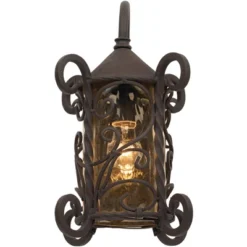 John Timberland Casa Seville Vintage Rustic Outdoor Wall Light Fixture Dark Walnut Scroll 13 1/4" Champagne Hammered Glass For Post Exterior Barn Deck -Garden Promotional Store GUEST 72a58b28 a07b 40ce bc17 330033667c75