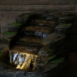 Sunnydaze Decor Sunnydaze 14"H Electric Polyresin Shale Falls Outdoor Water Fountain With LED Lights -Garden Promotional Store GUEST 750b06f0 1431 4188 87b2 05b6f81be510