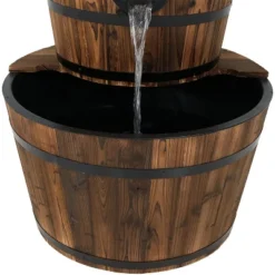 Sunnydaze Decor Sunnydaze 34"H Electric Fir Wood 2-Tier Farmhouse Barrel With Metal Decorative Hand Pump Outdoor Water Fountain -Garden Promotional Store GUEST 7522833c ebf8 48a2 b104 36597e77749c