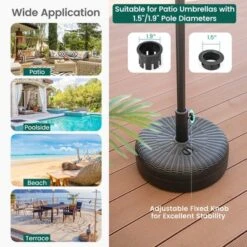 Costway 18'' Patio Fillable Round Umbrella Base Stand Holder Fit Pole 1.5''/1.9'' Weighted -Garden Promotional Store GUEST 7615089f 9743 4fef ba36 3f7e16566a84