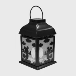 Disney 8.3" Mickey Mouse Solar Metal Outdoor Lantern Black