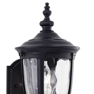 John Timberland Bellagio Vintage Rustic Outdoor Wall Light Fixture Texturized Black Upbridge 16 1/2" Clear Hammered Glass For Post Exterior Barn Deck 4 John Timberland Bellagio Vintage Rustic Outdoor Wall Light Fixture Texturized Black Upbridge 16 1/2" Clear Hammered Glass For Post Exterior Barn Deck - Image 2