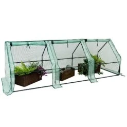 Sunnydaze Decor Sunnydaze Outdoor Portable Slanted Top Plant Shelter Mini Cloche Greenhouse With Zipper Doors - 36" - Green -Garden Promotional Store GUEST 79745697 0c6e 4ba1 961d 686c849420ca