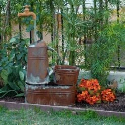 Rustic Invisible Flowing Spout Watering Can Fountain - Alpine Corporation