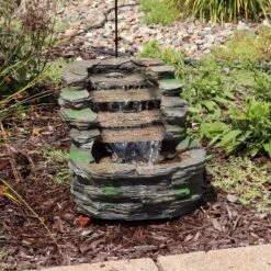 Sunnydaze Decor Sunnydaze 14"H Electric Polyresin Shale Falls Outdoor Water Fountain With LED Lights -Garden Promotional Store GUEST 7a5b7614 5546 4fa6 9c43 14a978ad61b3