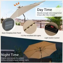 Costway 10 FT 112 LED Solar-Lighted Patio Table Market Umbrella Crank Tilt Outdoor Beige/Coffee/Navy/Wine 19 Costway 10 FT 112 LED Solar-Lighted Patio Table Market Umbrella Crank Tilt Outdoor Beige/Coffee/Navy/Wine -Garden Promotional Store GUEST 7a9fac98 e6c5 4796 a93d 07a6d03ab95c