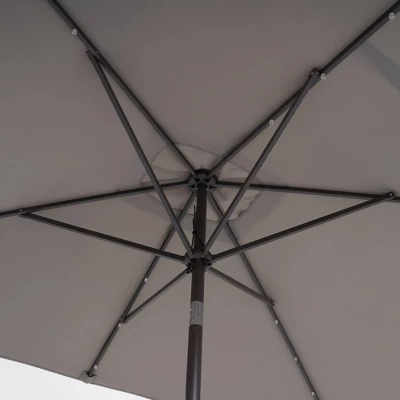 10' X 6.5' Solar LED Patio Umbrella With Tilt And Crank Lift Gray - Wellfor 9 10' X 6.5' Solar LED Patio Umbrella With Tilt And Crank Lift Gray - Wellfor - Image 7