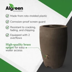 Algreen Athena 50 Gallon Plastic Outdoor Rain Barrel With Brass Spigot And Screen Guard For Rain Water Collection And Storage, Brownstone 9 Algreen Athena 50 Gallon Plastic Outdoor Rain Barrel With Brass Spigot And Screen Guard For Rain Water Collection And Storage, Brownstone -Garden Promotional Store GUEST 7c9460a6 460a 4fae 9d2e 9751f8468cc2