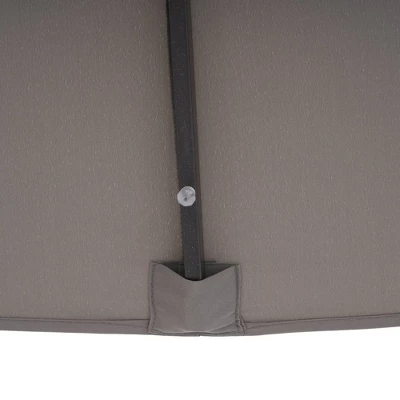 10' X 6.5' Solar LED Patio Umbrella With Tilt And Crank Lift Gray - Wellfor 3 10' X 6.5' Solar LED Patio Umbrella With Tilt And Crank Lift Gray - Wellfor