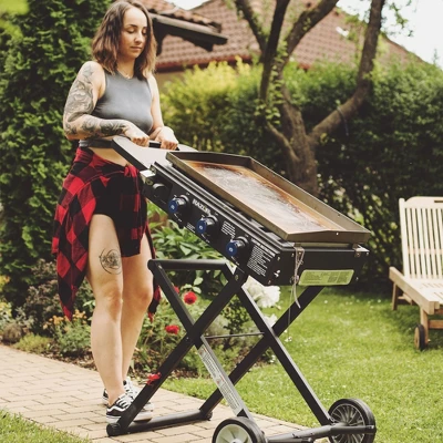 Razor Griddle Portable 3-Burner 30,000 BTU Gas Flattop Grill & Griddle Combo With 25" X 16" Cooking Surface Area, Foldable Cart & Side Shelf, Black 5 Razor Griddle Portable 3-Burner 30,000 BTU Gas Flattop Grill & Griddle Combo With 25" X 16" Cooking Surface Area, Foldable Cart & Side Shelf, Black - Image 3