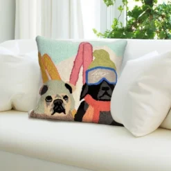 18"x18" Front Porch Ski Patrol Indoor/Outdoor Square Throw Pillow - Liora Manne