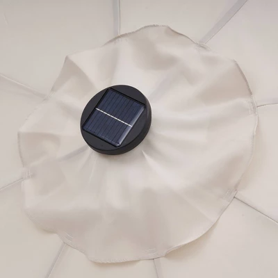 9' X 9' Solar LED Patio Umbrella With Tilt Adjustment And Crank Lift Beige - Wellfor 3 9' X 9' Solar LED Patio Umbrella With Tilt Adjustment And Crank Lift Beige - Wellfor