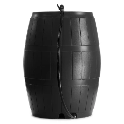 FCMP Outdoor RC4000-BLK 50 Gallon Flat Back Outdoor Home Rain Catcher Water Storage Collection Barrel For Watering Outdoor Plants And Gardens, Black 3 FCMP Outdoor RC4000-BLK 50 Gallon Flat Back Outdoor Home Rain Catcher Water Storage Collection Barrel For Watering Outdoor Plants And Gardens, Black