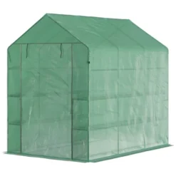 Outsunny 84.25" X 56.25" X 76.75" Walk-in Greenhouse, 3-Tier Shelves, Steel Frame Hot House, Roll-Up Zipper Door For Flowers, Vegetables, Green 9 Outsunny 84.25" X 56.25" X 76.75" Walk-in Greenhouse, 3-Tier Shelves, Steel Frame Hot House, Roll-Up Zipper Door For Flowers, Vegetables, Green -Garden Promotional Store GUEST 8224da17 dac6 4ae7 ac07 e18ea9888439