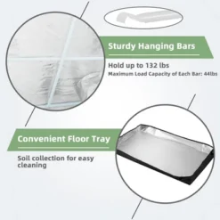 Costway 36''x20''x63'' Mylar Hydroponic Grow Tent W/Observation Window & Floor Tray GrayBlack -Garden Promotional Store GUEST 82990633 8841 4388 aeb2 52ede124a41d