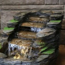 Sunnydaze Decor Sunnydaze 14"H Electric Polyresin Shale Falls Outdoor Water Fountain With LED Lights -Garden Promotional Store GUEST 84818e32 7804 4924 832e bae6062175b5