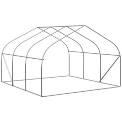 Outsunny 12' X 10' X 7' Walk-in Outdoor Tunnel Greenhouse, PE Cover, Steel Frame, Roll-Up Zipper Door & 6 Windows For Tropical Plants, White -Garden Promotional Store GUEST 84b8208c df2a 4749 a5f4 716d33423c43