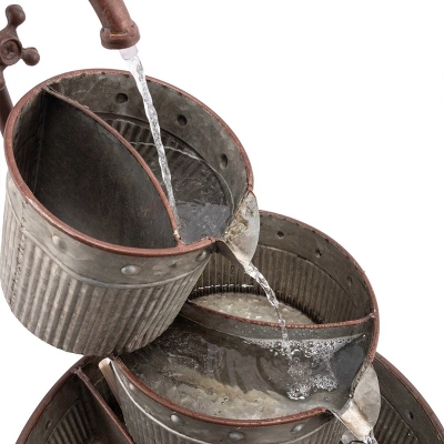 33" Outdoor 3-Tier Vintage Tubs And Planters Fountain Silver - Alpine Corporation 4 33" Outdoor 3-Tier Vintage Tubs And Planters Fountain Silver - Alpine Corporation - Image 2