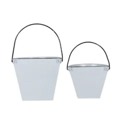 Set Of 2 Pail Wall Planters White Metal By Foreside Home & Garden -Garden Promotional Store GUEST 858230e3 69da 4a18 b818 13dce8239744