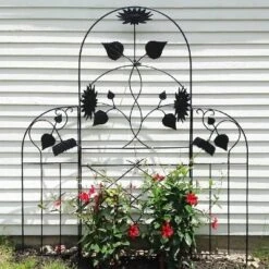 Achla Designs 90" Sunflower Decorative Iron Garden Trellis Black Powder Coat Finish -Garden Promotional Store GUEST 85cda4de 8893 48fd a96d 5d59e4bfb8ff