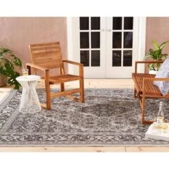 Dahlia 5'2" X 7'2" Outdoor Patio Country Rug Gray/Black - Nicole Miller