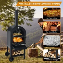 Costway Outdoor Pizza Oven Wood Fire Pizza Maker Grill W/ Pizza Stone & Waterproof Cover -Garden Promotional Store GUEST 8736ae0e e3eb 4b9a 9c42 2069694ad9d2