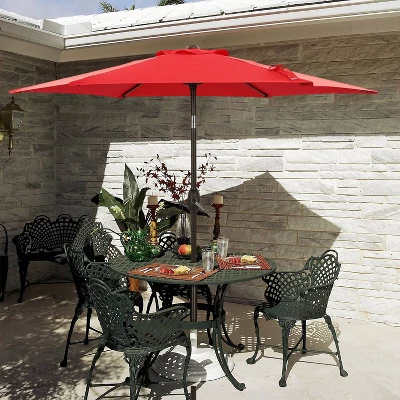 7.5' X 7.5' Outdoor Patio Umbrella With Button Tilt And Crank - Wellfor 13 7.5' X 7.5' Outdoor Patio Umbrella With Button Tilt And Crank - Wellfor - Image 11