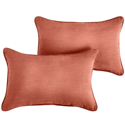 2pk Rectangle Sunbrella Corded Indoor Outdoor Throw Pillows Coral 5 2pk Rectangle Sunbrella Corded Indoor Outdoor Throw Pillows Coral - Image 3